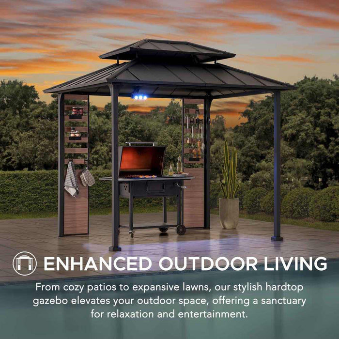 SUNJOY 7x9 Rochdale Grill Gazebo with Shelves and Hooks