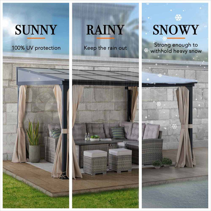 SUNJOY Wall Mounted Gazebo, Lean to Gazebo with Curtain and Netting