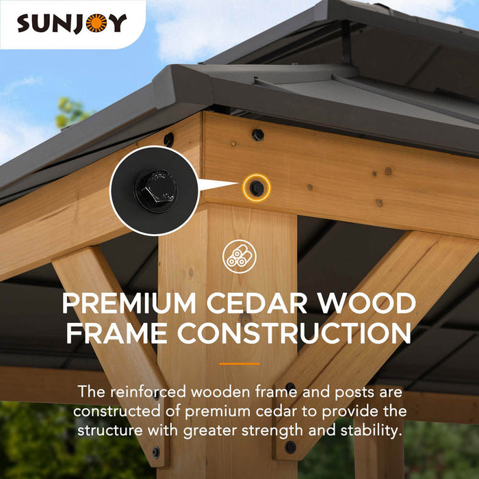 SUNJOY 12x20 Patio Wooden Gazebo with Ceiling Hooks