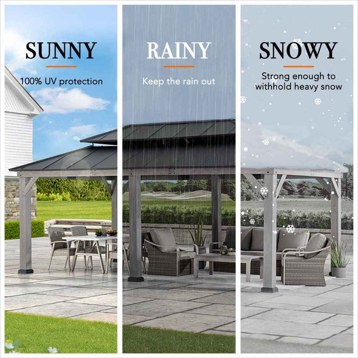 SUNJOY 12x20 Patio Wooden Gazebo with Ceiling Hooks