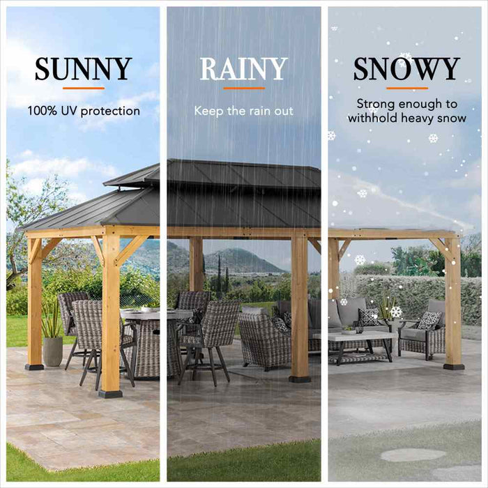 SUNJOY 12x20 Aluminum Hardtop Gazebo with Dual Rails and Ceiling Hook