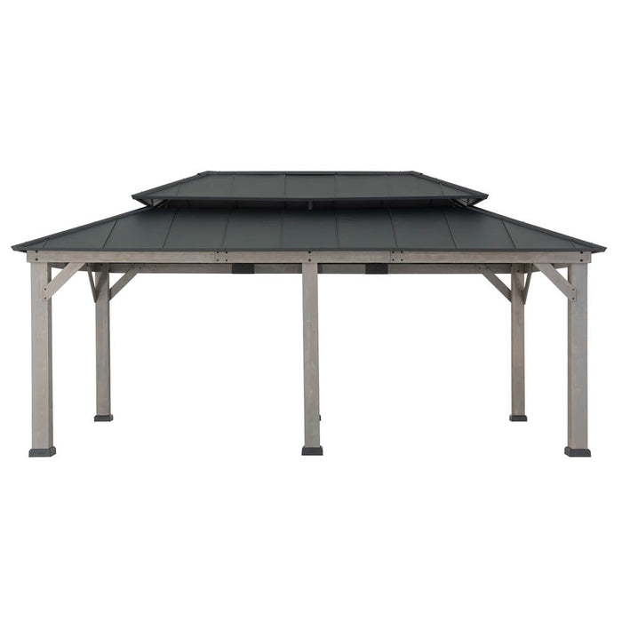 SUNJOY 12x20 Aluminum Hardtop Gazebo with Dual Rails and Ceiling Hook