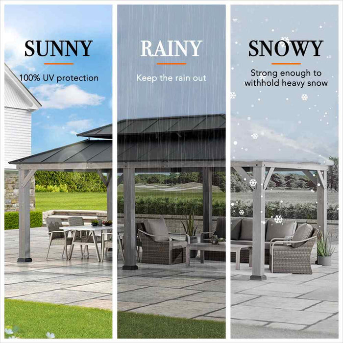 SUNJOY 12x20 Aluminum Hardtop Gazebo with Dual Rails and Ceiling Hook