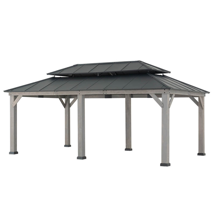 SUNJOY 12x20 Aluminum Hardtop Gazebo with Dual Rails and Ceiling Hook