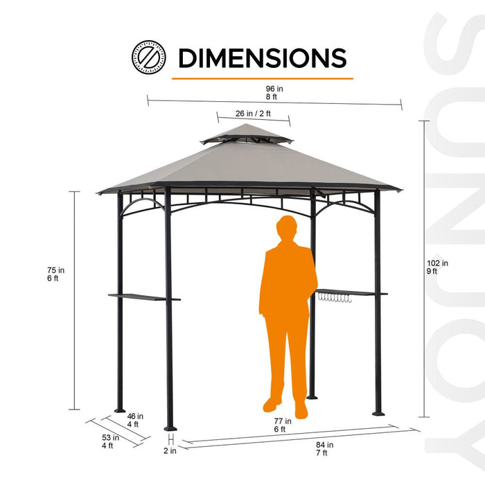 SUNJOY 5x8 BBQ Grill Gazebo with Bar Shelves and Hooks