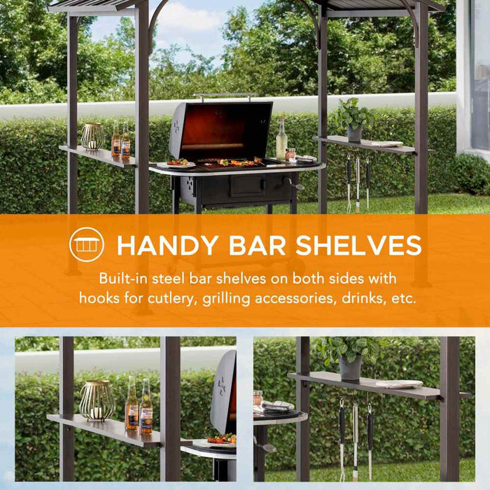 SUNJOY 5x8 Grilling Gazebo with Hooks and Bar Shelves for BBQ