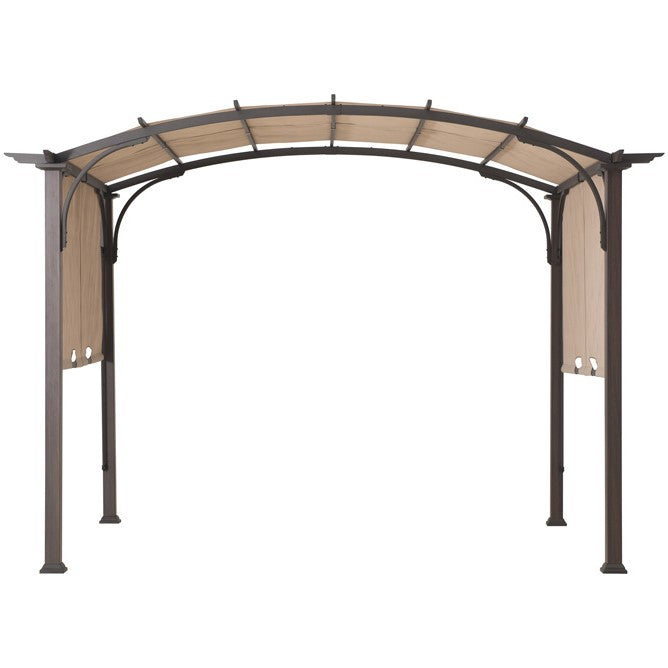 SUNJOY 9.5x11.5 Patio Pergola with Sliding Canopy and Woodgrain Metal Frame