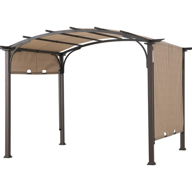 SUNJOY 9.5x11.5 Patio Pergola with Sliding Canopy and Woodgrain Metal Frame