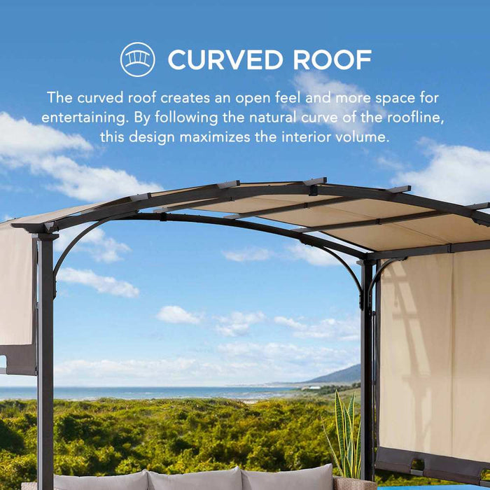 SUNJOY 9.5x11 Metal Arched Pergola Kits with Adjustable Canopy Roof