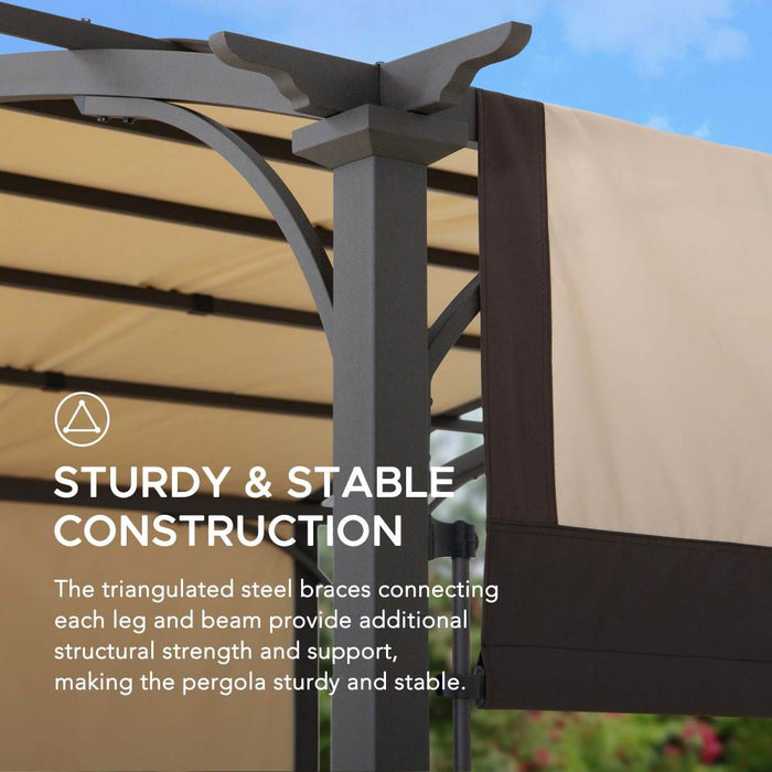 SUNJOY 9.5x11 Metal Arched Pergola Kits with Adjustable Canopy Roof