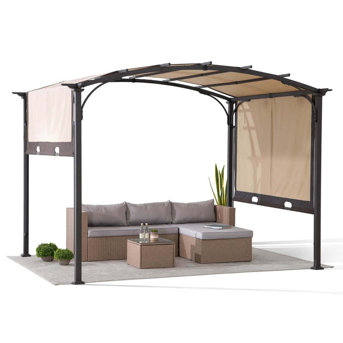 SUNJOY 9.5x11 Metal Arched Pergola Kits with Adjustable Canopy Roof