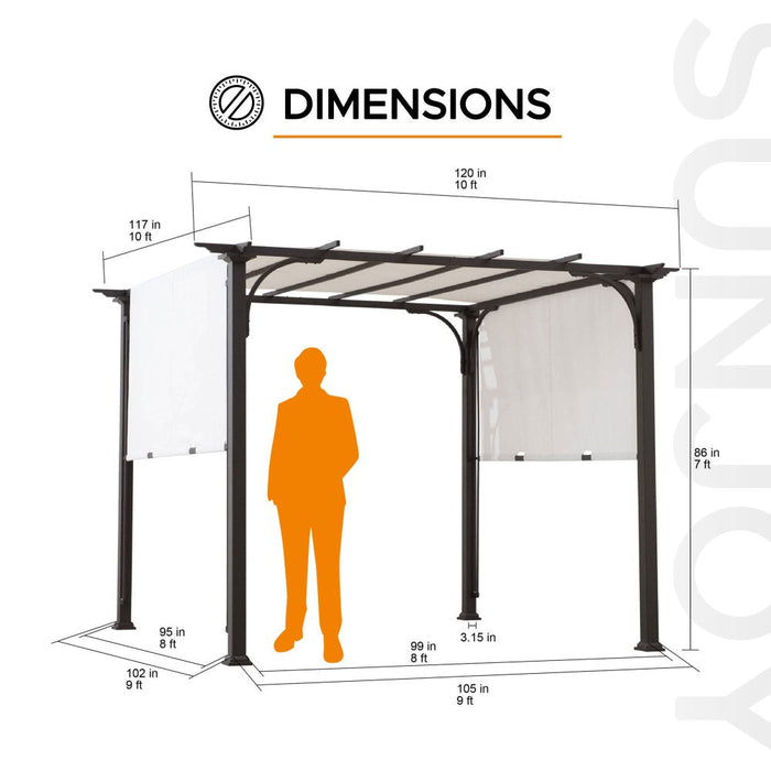 SUNJOY 10x10 White Pergola with Adjustable Canopy Roof