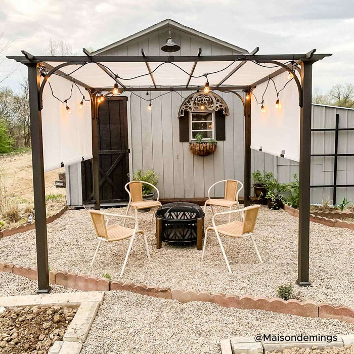 SUNJOY 10x10 White Pergola with Adjustable Canopy Roof