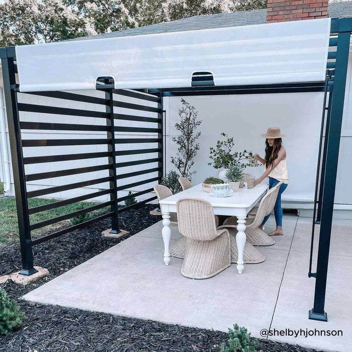 SUNJOY 10x12 Steel Pergola Kit with White Adjustable Canopy