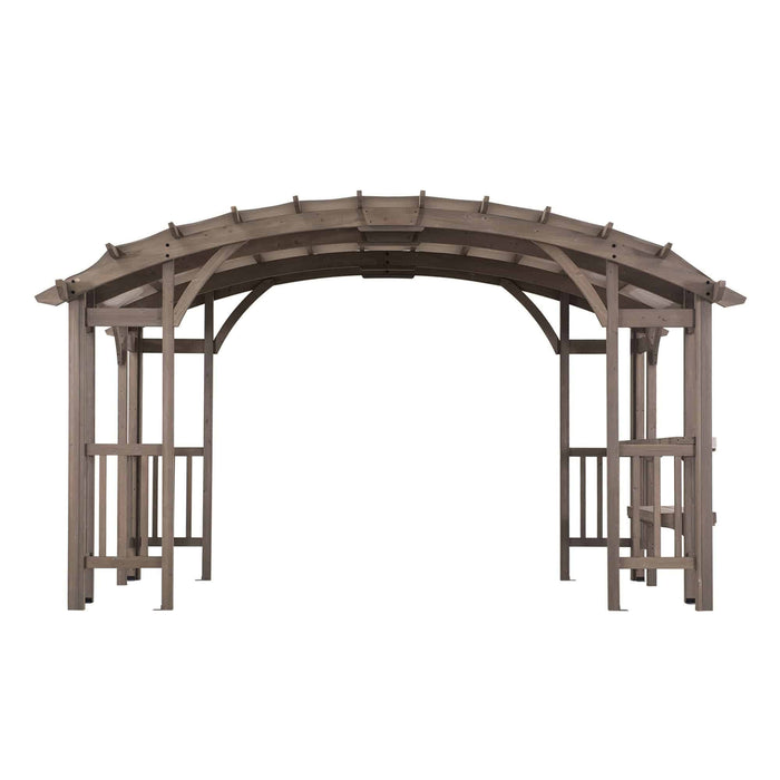 SUNJOY 10x14 Wood Pergola with Sunshade and Shelves