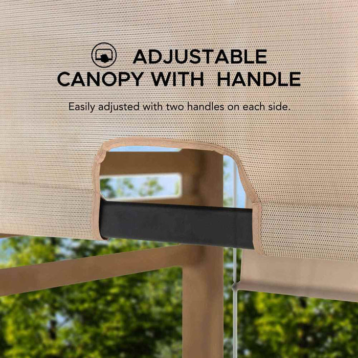 SUNJOY 10x11 Outdoor Wooden Hot Tub Pergola with Adjustable Canopy