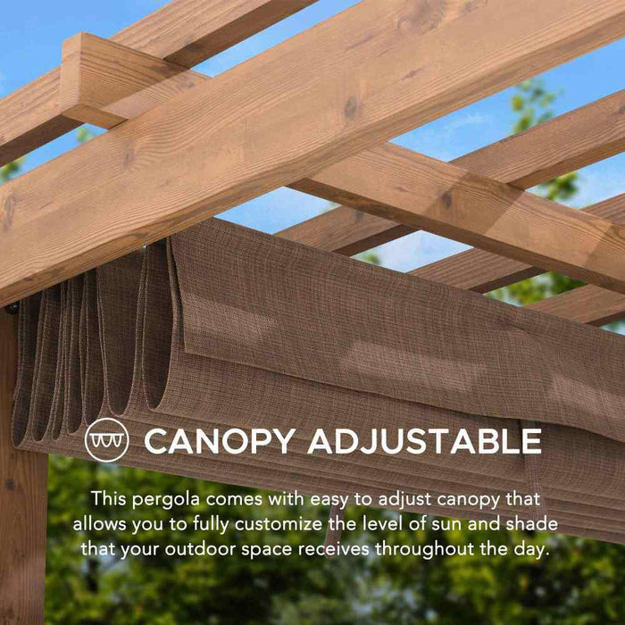 SUNJOY 11x13 Backyard Aluminum Pergola with Retractable Sling Canopy