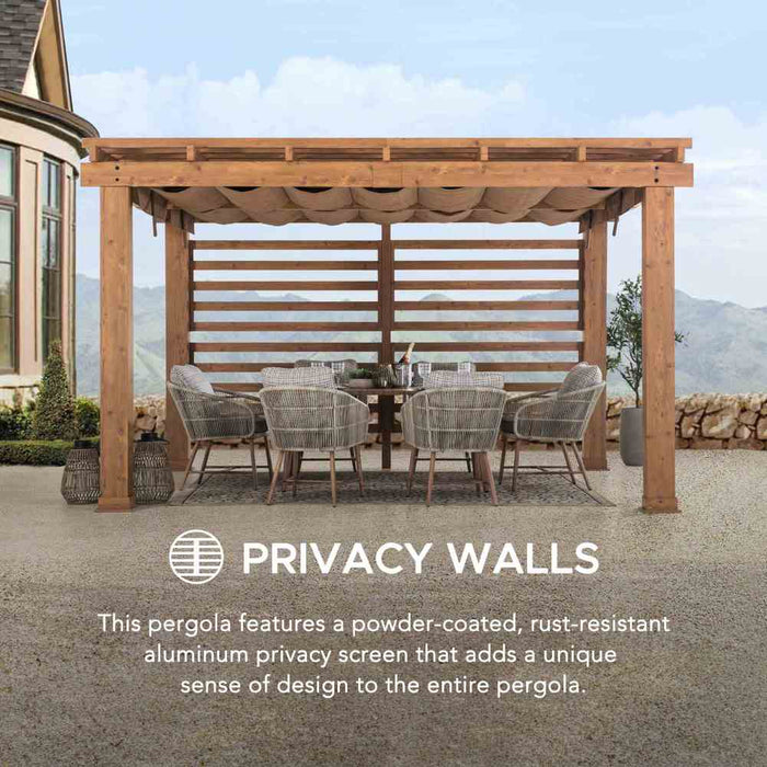 SUNJOY 11x13 Backyard Aluminum Pergola with Retractable Sling Canopy