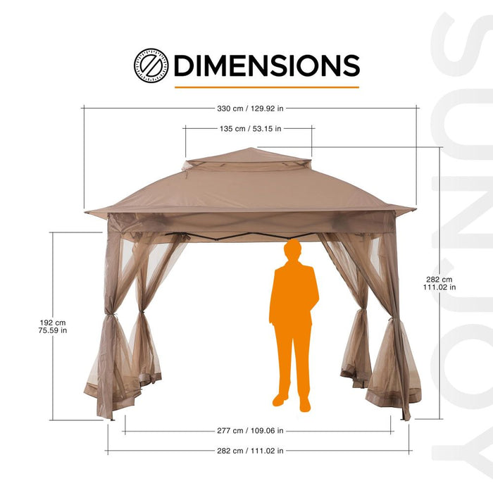 SUNJOY 11x11 Pop Up Gazebo Tent with Netting and Carry Bag