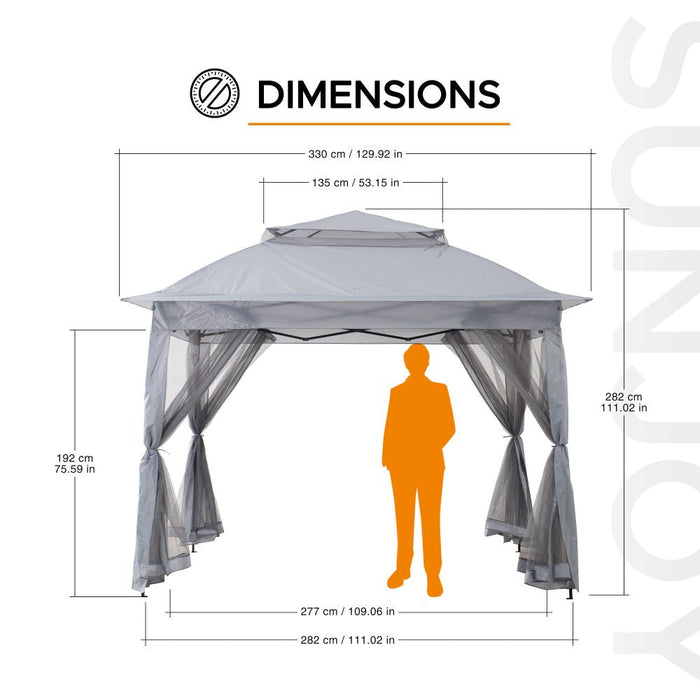 SUNJOY 11x11 Pop Up Gazebo Tent with Netting and Carry Bag