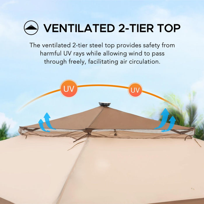 SUNJOY 11x11 Pop Up Portable Gazebo with Solar LED Lights and Netting