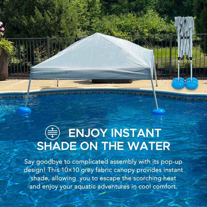 SUNJOY 10x10 Floating Pool Gazebo with PVC Floats and Carry Bag