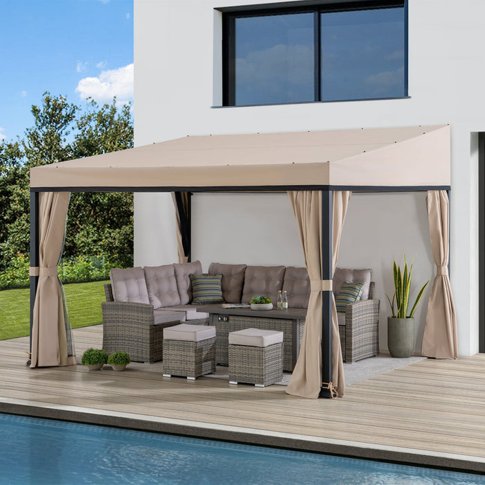 SUNJOY Wall Mounted Gazebo, Lean to Gazebo with Curtain and Netting