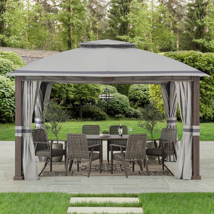 SUNJOY 11x13 Backyard Gazebo with Netting and Curtain