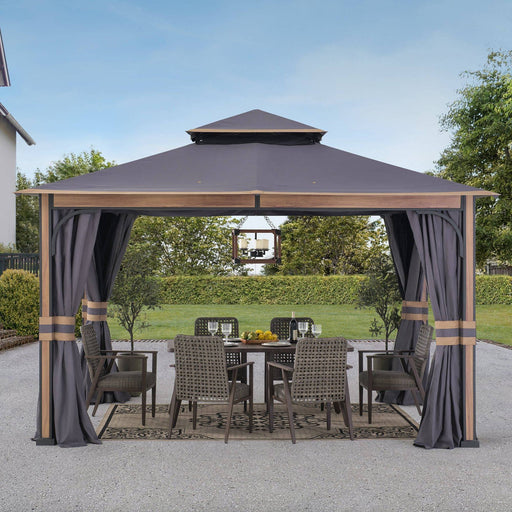 SUNJOY 11x13 Soft Top Gazebo with Netting and Curtain