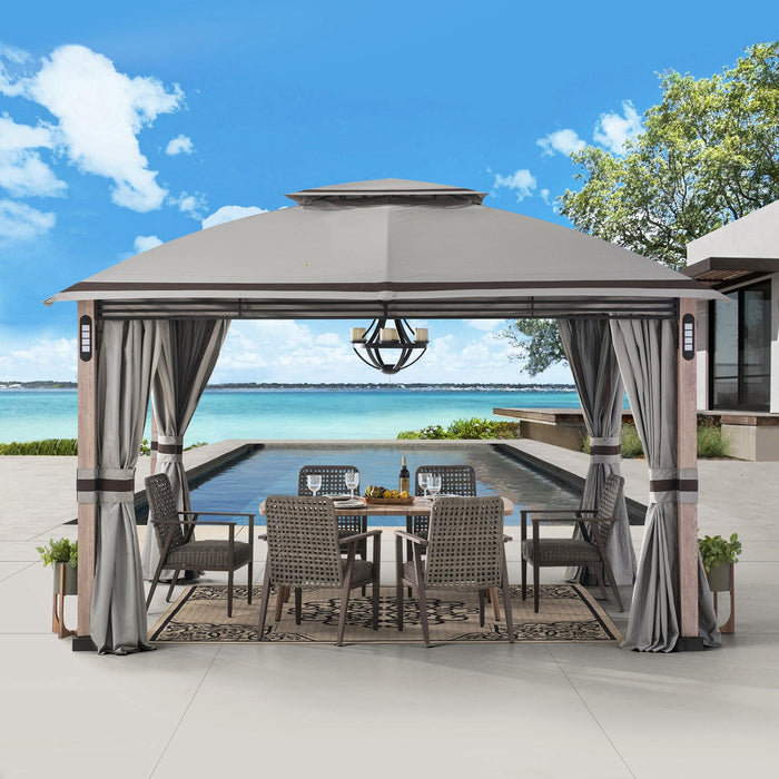 SUNJOY 11x13 Backyard Gazebo with LED Light, Bluetooth Speaker and Hook