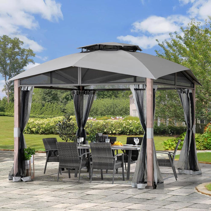 SUNJOY 12x12 Hillsdale Soft Top Gazebo with 4 Counterweights and Netting