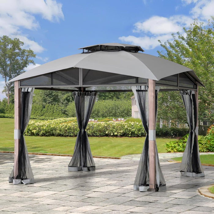 SUNJOY 12x12 Hillsdale Soft Top Gazebo with 4 Counterweights and Netting