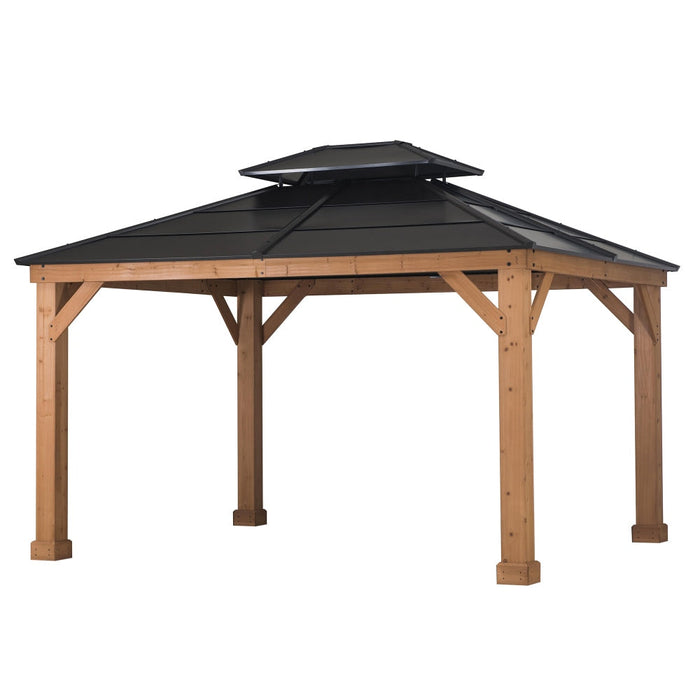 SUNJOY 11x13 Hardtop Gazebo with Cedar Frame and Ceiling Hook