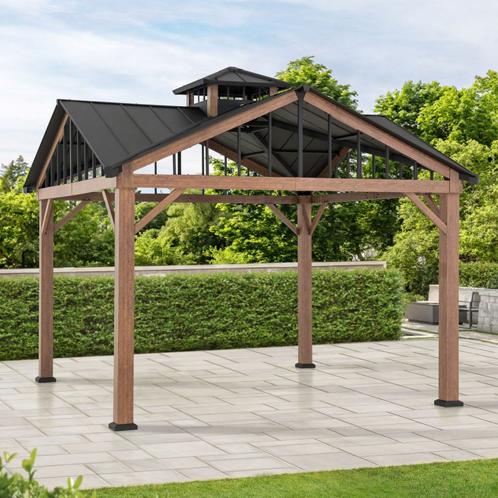 SUNJOY 12x12 Roanforth Gazebo With 2-Tier Roof and Ceiling Hook