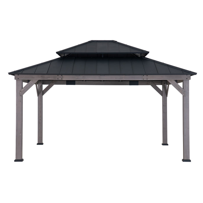 SUNJOY 13x15 Wooden Backyard Gazebo with Ceiling Hook