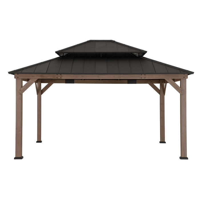 SUNJOY 13x15 Wooden Backyard Gazebo with Ceiling Hook