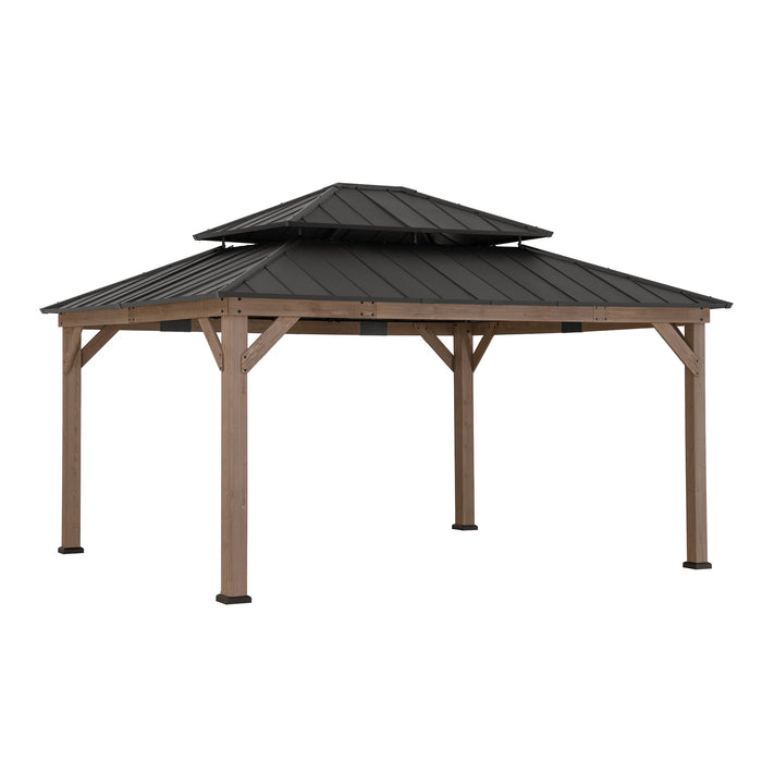 SUNJOY 13x15 Wooden Backyard Gazebo with Ceiling Hook