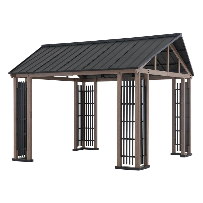 SUNJOY 11x13 Steel Gable Roof Hardtop Gazebo with Metal Ceiling Hook