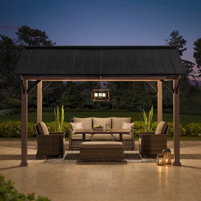 SUNJOY 13x13 Black Steel Gazebo with Decorative Beam