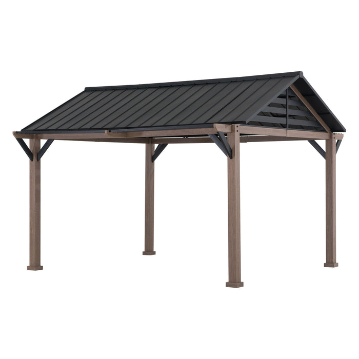 SUNJOY 13x13 Black Steel Gazebo with Decorative Beam