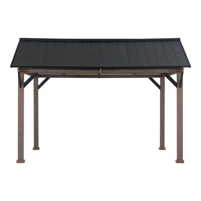 SUNJOY 13x13 Black Steel Gazebo with Decorative Beam