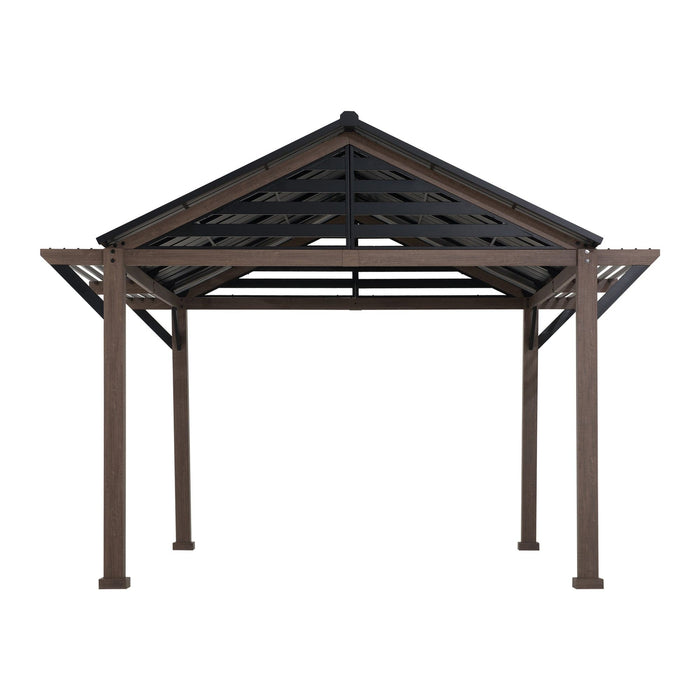 SUNJOY 13x13 Black Steel Gazebo with Decorative Beam