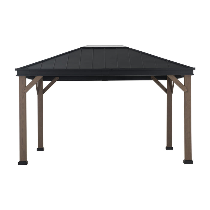 SUNJOY 11x13 Black Steel Hardtop Gazebo with Skylight