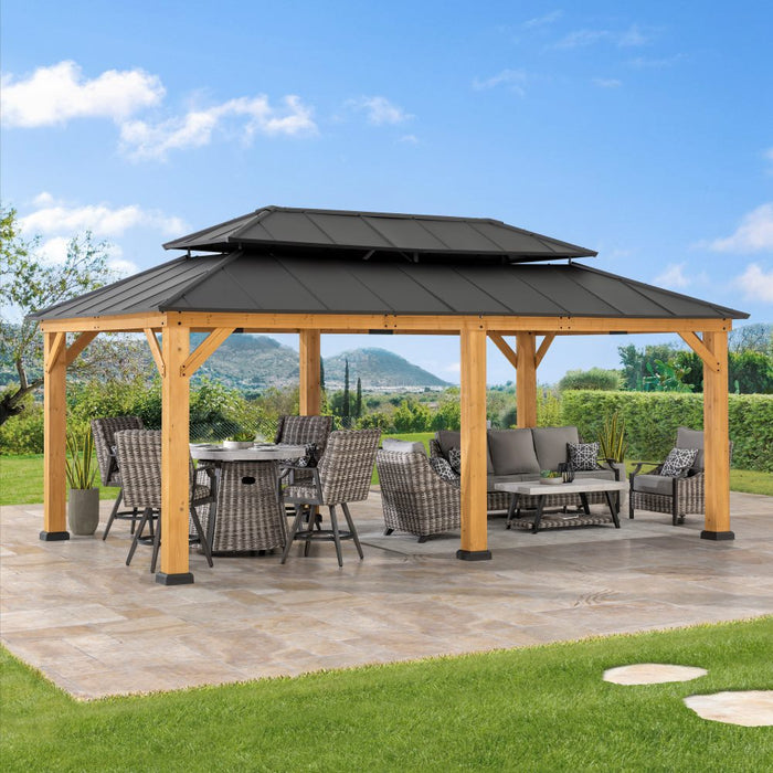 SUNJOY 12x20 Aluminum Hardtop Gazebo with Dual Rails and Ceiling Hook