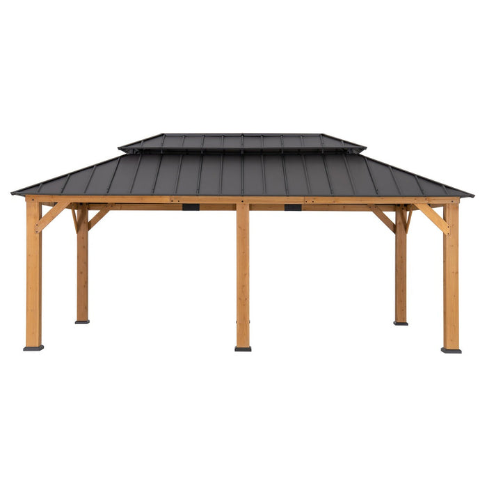 SUNJOY 12x20 Patio Wooden Gazebo with Ceiling Hooks