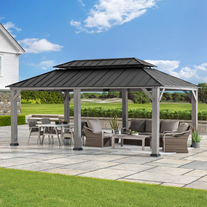 SUNJOY 12x20 Patio Wooden Gazebo with Ceiling Hooks