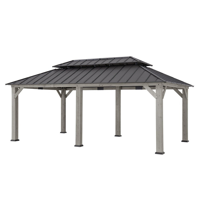 SUNJOY 12x20 Patio Wooden Gazebo with Ceiling Hooks