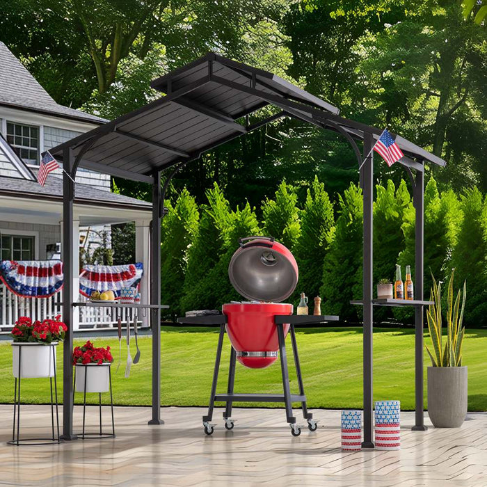 SUNJOY 5x8 Grilling Gazebo with Hooks and Bar Shelves for BBQ