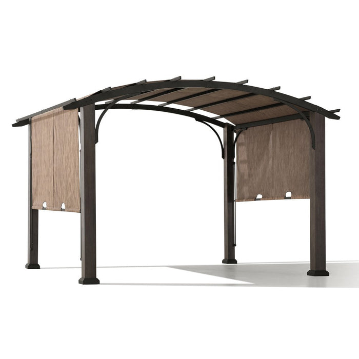 SUNJOY 10x12 Metal Pergola with Retractable Canopy and Curved Roof