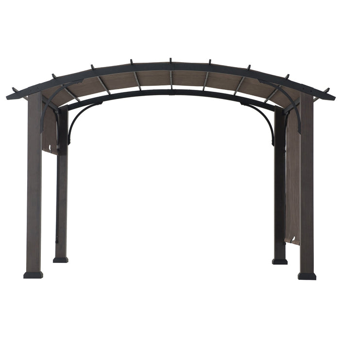 SUNJOY 10x12 Metal Pergola with Retractable Canopy and Curved Roof